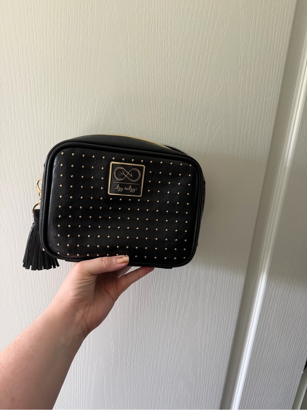 Itzy Ritzy Black Studded Crossbody with Tassel